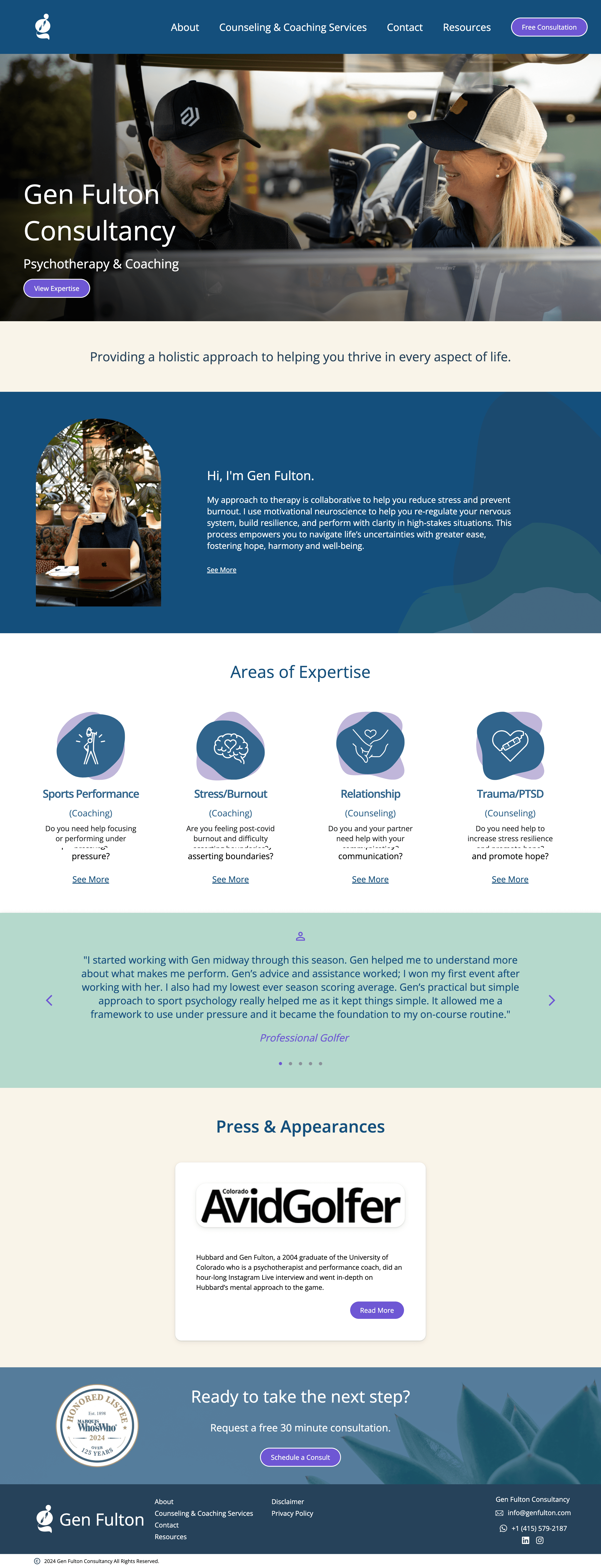 Gen Fulton Consultancy website hero section